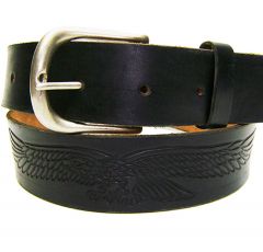 Modestone Men's Embossed Eagle Leather Belt 1.5'' Width Black
