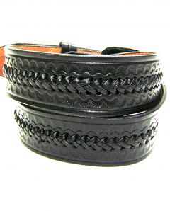 Modestone Men's Embossed Braid Leather Belt 1.5'' Width Black