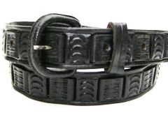 Modestone Men's Embossed Leather Belt 1.5'' Width Black
