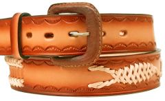 Modestone Double & Scorpion Braid Leather Belt 1.5'' Width Orange