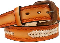 Modestone Arrow & Single Braid Leather Belt 1.5'' Width Orange