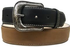 Modestone Western Filigree Buckle 2Tone Leather Belt 1.5'' Width Khaki