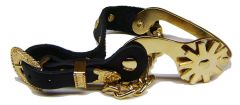 Modestone Men's Leather Boot Straps Spur Concho O/S Gold