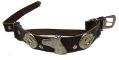 Modestone Men's Leather Boot Straps Horse Head Concho O/S Brown