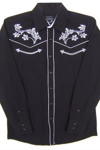 Modestone Men's Embroidered Fitted Western Shirt Filigree Black