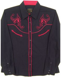 Modestone Women's Embroidered Fitted Western Shirt Filigree Black