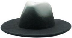 Modestone Wide Brim Pinched Fedora Hat ''Felt Feel'' Gradient Black Adjustable
