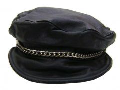 Modestone Men's Greek Fisherman Chain Leather Cap O/S