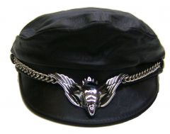 Modestone Men's Leather Greek Fisherman Cap Metal Eagle Chain O/S