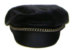 Modestone Men's Chain Leather Motorcycle Cap Small Brim O/S