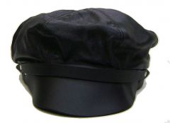 Modestone Men's Leather Motorcycle Cap Small Brim O/S
