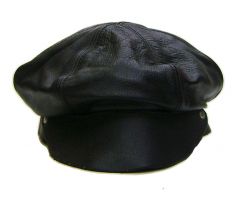 Modestone Boy's Leather Motorcycle Cap Small Brim Kids O/S