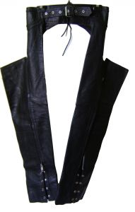 Modestone Men's Leather Chaps Braids Mid Thigh 19" Black