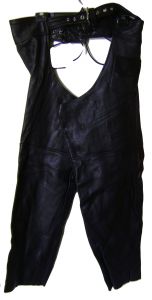 Modestone Men's Leather Chaps & Waist Extension Mid Thigh = 23" Black