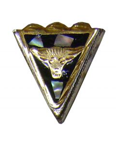 Modestone Bull Head Filigree Nickel Silver Mother Pearl Pair Shirt Collar Tips