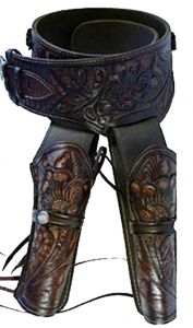 Modestone 22 Cal Western Leather Double Holster Gun Belt Rig Revolver Brown