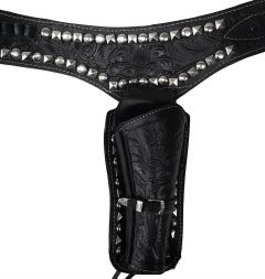 Modestone 44/45 Leather Holster Metal Studs Gun Belt Rig Revolver Black