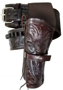Modestone 22 Cal Western Left High Ride/Rise Holster Gun Belt Rig Leather