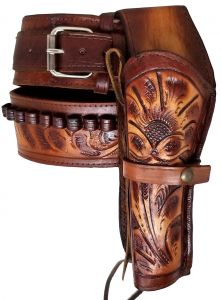 Modestone 44/45 Western Left High Ride/Rise Holster Gun Belt Rig Leather