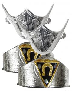 Modestone 4 Pcs Nickel Silver Boot Caps: 2 x Horseshoe Heel + 2 x Filigree Toe
