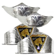 Modestone 4 Pcs Nickel Silver Boot Caps: 2 x Horse Heel + 2 x Filigree Toe