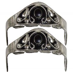 Modestone Metal Onyx-like stone Pair Heel Caps/Guards O/S Silver