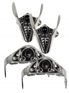 Modestone 4 Pc Metal Onyx-like stones Boot Caps Set: 2 x Heel + 2 x Filigree Toe