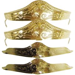 Modestone 4 Pc Shiny Metal Boot Caps: 2 x Heel + 2 x Toe Western Filigree Gold