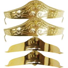 Modestone 4 Pc Shiny Metal Boot Caps: 2 x Western Filigree Heel + 2 x Toe Gold