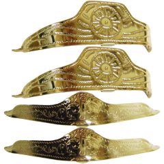 Modestone 4 Pc Shiny Metal Filigree Boot Caps: 2 x Heel + 2 x Toe Gold