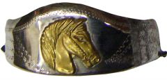 Modestone Pair Metal Heel Caps/Guards Horse Head Western Filigree Gold & Silver