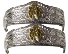 Modestone Small Pair Metal Heel Caps/Guards Horse Horseshoe Western Filigree