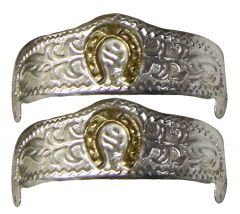Modestone Small Pair Metal Heel Caps/Guards Horseshoe Western Filigree Silver