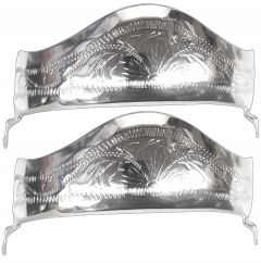 Modestone Pair Metal Heel Caps/Guards Western Filigree Silver