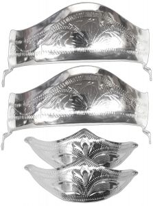 Modestone 4 Pcs Filigree Boot Caps: 2 x Metal Heel + 2 x Nickel Silver Toe