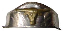 Modestone Pair Metal Heel Caps/Guards Bull Longhorn Western Filigree Gold Silver
