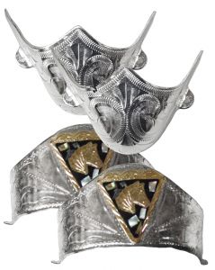 Modestone 4 Pcs Nickel Silver Boot Caps: 2 x Horse Heel + 2 x Filigree Toe