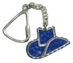 Modestone Nickel Silver Cowboy Hat Blue Inlay Key Holder
