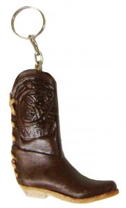 Modestone Small Leather Cowboy Boot Key Chain/Lighter Holder Horse Horseshoe Black