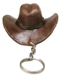 Modestone Small Leather Cowboy Hat Key Holder Brown