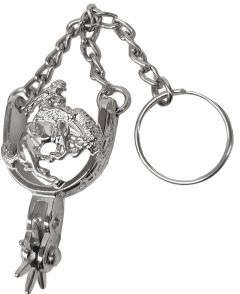 Modestone Small Metal Cowboy Bronco Horse Rodeo Spurs Key Holder Chain