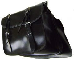 Modestone Pair Leather Slant Saddle Bags, Fringed Metal Concho, Braid 15" X 11 1/2" x 4" Black