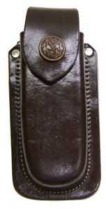 Modestone 4'' Leather Knife Multi-Tool Sheath Box Belt Loop Pattern Button Brown