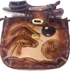 Modestone Large Leather Shoulder Bag Decorative Saddle Shape 8'' x 8'' x 3 3/4''