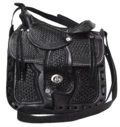 Modestone Large Leather Shoulder Bag Decorative Saddle Shape 10" x 9" x 3 1/2"