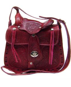 Modestone Leather Shoulder Bag Decorative Saddle Shape 8 1/2'' x 8'' x 3''