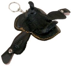 Modestone Small Leather Saddle Key Holder Black