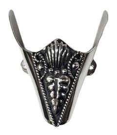 Modestone Pair Metal Toe Caps/Tips Western Filigree Onyx-Like Stone O/S Silver Black