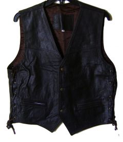 Modestone Men's Leather Vest Side Lacing XL Brown
