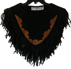 Modestone Women's Suede Chest Piece Brown & Black Pattern & Fringe O/S Black